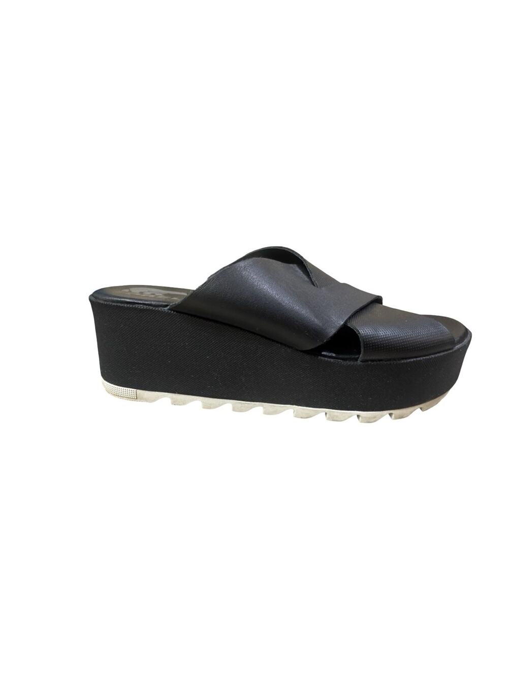 Sorel Cameron Flatform Mule Wedge Slip-on Sandals Black. Size 8, 2” Heel